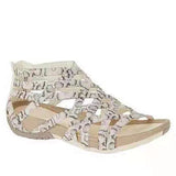Women Shoes 2021 Leopard Round Toe Hollow Wedges Sandals Casual Closed Toe Flat Rome Sandals Zapatillas