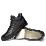 o'clock Men's Microfiber Boots Winter Warm Comfortable Breathable Male Footwear Ankle High-top Botas de hombre Plus Size