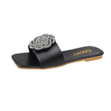 Breakj New Water Diamond Flat Bottom Slippers Female Korean Version Of A Character Cool Drag Female New Women Slippers