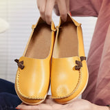 Leather Shoes Flat Bottom Ladies Casual Mom Shoes Soft Loafers Women's Shallow Summer Comfort Flats Nursing Shoes