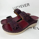 Crystal Thick Sole Slippers for Women Summer Flower Wedges Sandals Woman 2023 Non Slip Beach Shoes Ladies Plus Size