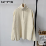 Thick Turtleneck Zippers Women Sweaters Jumpers for Women 2021 Autumn Winter Loose Full Sleeve Female Knitted