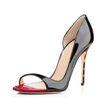 Solid Color Gradient Lacquer Leather Fashion High-Heeled Open-Ended Single Shoes Ebay