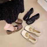 Breakj Goods Retro Mary Jane Women's Shoes Solid Color Square Head Thick Heel Single Shoes Elegant Wind Low Heel One Word
