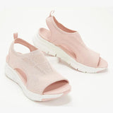 Women's Summer New Net Cloth Thick Soles Of The Soft Soles Of The Casual Sports Shoes Flat Sole Flying Weaving Fish Mouth Shoes