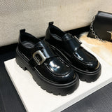 Breakj New Shallow Mouth Light Low Love Shoes British Style Student Single Shoes Korean Version Of Thick Thick Heel Small Leather Shoes