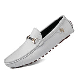 Loafers Men Luxury Fashion Driving Flats Black White Slip-on Shoes Minimalist Style Casual Leather Shoes Men Shoes Size