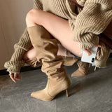 Breakj Barrel Pile Pile Boots Pointed Long Boots Women And High Boots High And Coarse Legs Over The Knee