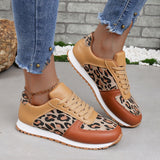 Breakj Large Code New Splicing Tie Sneakers 2025 Low-Top Leopard-Print Sports Casual Shoes