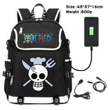 Anime Canvas Backpack Cartoon One Piece Cosplay Shoulder Bag School Laptop Bag Men Women USB Charging computer Travel