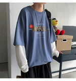 Two-piece Long-sleeved T-shirt Women Tshirt Men Autumn Korean Loose Letter Printing Student Jacket Couple Outfit