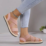 Breakj Women 2024 Summer New Flat Students Rome Sandals Women Round Head Breathable Soft Bottom Beach Sandals