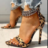 Pointed Toe Chain Fluorescent Sandals Women Design Thin High Heel Ladies Shoes Stiletto High Heels Women Pumps Shoes