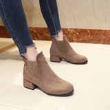 Breakj Boots Women's New Round Head Velvet Face Thick And Short Boots For 2025 Autumn And Winter Martin Boots Chelsea