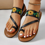 Set Toe Flat-Soled Sandals Female Large Size Family Style Elastic Belt Beach Sandals