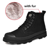 Winter Men Boots Genuine Leather Rubber Ankle Boots Men Outdoor Winter Work Shoes Military Fur Snow Boots for Men
