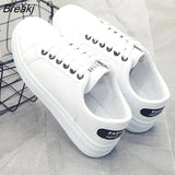 Spring Tennis Female Lace-up White Shoes Woman Luxury PU Leather Platform Solid Color Ladies Autumn Casual Elegant