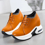 Sneakers Women Thick Bottom Wedges Vulcanized Shoes High Heels Ladies Spring Footwear Suede Leather Female Shoes