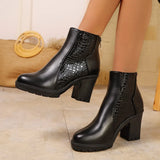 Breakj The Autumn And Winter Of 2025, Women's High-Heeling And Ankle Boots Are Thick And Then Zipper Rounded Round Color And Ankle