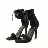 Sexy Open Toe Lace Hollow Cross Sandals for Womens Roman Shoes Side Zipper Thin High Heels Cool New Designer