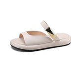 Breakj Female Summer Outside Wear 2023 New Flat Bottom Leisure Beach Shoe Cover Toe Sandals Fairy Wind Word