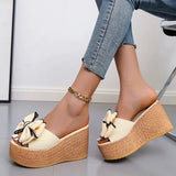 Women Slippers Fashion Pee Toe Summer Shoes Butterfly-knot High Heels Women Slides Platform Wedges Ladies Women Shoes