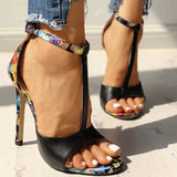 Breakj Yard Size Women's Shoes Fine Heel Ultra-High Heel Buckle Fish Mouth Sandals Women