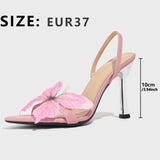 Breakj Three-Dimensional Phantom Butterfly Mirror Snake Pattern Blue Lady High Heel Sandals Ultra-High