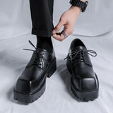 Breakj New Men's Shoes Business Casual Square Head Platform For Work Shoes Niche Design Leather Shoes