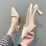 Breakj Spring And Summer New Pointed High-Heeled Shoes Women's Fine Heel Head Sandals Behind The Empty Shallow Single Shoes Women