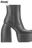 Dropship Sexy Party Elegant Chunky Platform Women Boots Great Quality Big Size 48 Walking Comfy Knee High