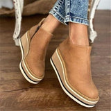 Breakj Slope And Short Boots Women 2025 Autumn And Winter New Flat Bottom Zipper Round Head Solid Color Bare Boots Thick Bottom Leather