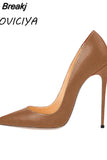 High Heels Women Shoes Pumps 12 cm Stilettos Shoes For Women PU Leather Wedding Shoes brown nude black YG001