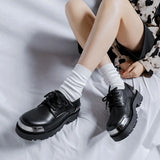 Breakj Niche Commuter Derby Shoes Tide British Men And Women Round Head Thick Platform Increased Versatile Casual Leather Shoes