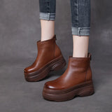 Breakj The Children Of Thin Boots Autumn And Winter New Cow Skin Pine Cake Bottom Leather Small Short Boots Soft Bottom Fashion Boots