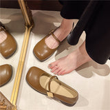 Mary Jane Shoes 2024 New Spring Round Head Low-Heeled Evening Shoes French Dress Single Small Leather