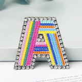 Jewelry 26 English DIY Name Letters Alphabet Rainbow Embroidery with Pin Ouch Beeding Womens Brooches Patches