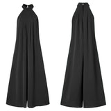 Oversized ZANZEA Fashion Women Jumpsuits 2022 Summer Pleated Wide Leg Overalls Casual Solid Sleeveless Loose Button Up