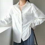 Style White Shirts for Women Turn-down Collar Pockets Women Blouse Tops Elegant Workwear Female Tops blusas femme 2020