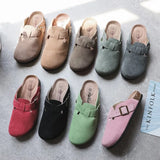 Hot Popular Women's Closed Toe Cork Slippers Mule Clogs Cork Sandals For Women Split Leather Garden Slides Cork