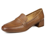 Style Square Toe High Heel Shoes Elegant Woman Cowhide Real Leather Pumps Thin Heels 6cm Designer Pumps Party Dress