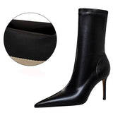 Shoes Pu Leather Boots Women Ankle Boots Sexy High-heel Boots Autumn Winter Shoes Short Boots Plus Size 43 Women
