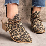 Boots Autumn PU Leather Chunky Heels Ankle Boots Fashion Pointed Toe Short Boot Zipper Casual Winter Boots Plus Size