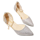 New Women's Sandals Pointed Korean Version Fashion Sequins High Heels Women's Beaded Women's Sandals