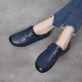 Spring Ladies Genuine Leather Handmade Shoes Women Hook &Loop Flat Shoes Women 2021 Autumn Soft Loafers