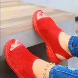 Summer Women Shoes 2022 Mesh Fish Platform Shoes Women's Closed Toe Wedge Sandals Ladies Light Casual Sandals Zapatillas