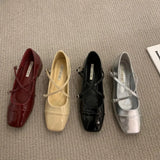 Heel Loafers Silver Mary Jane Pumps Square Head Single Women's Shoes New Spring Cross Belt Buckle Moccasins Heels