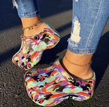 New Woman leopard Shoes Hole Slippers High Heel Sandals Fashion Outdoor Beach Shoes Zapatos Mujer womens platform