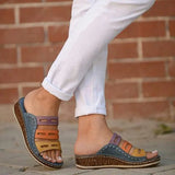 Summer Sandals For Women Shoes Retro Slip On Cork Leather Ladies Sandals Beach Slipper Gladiator Sandals Women Flip
