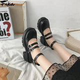 Lolita Shoes Japanese Style Women Soft Leather Heel Shoes 2021 Ladies College Student Black Mary Jane Shoes Goth